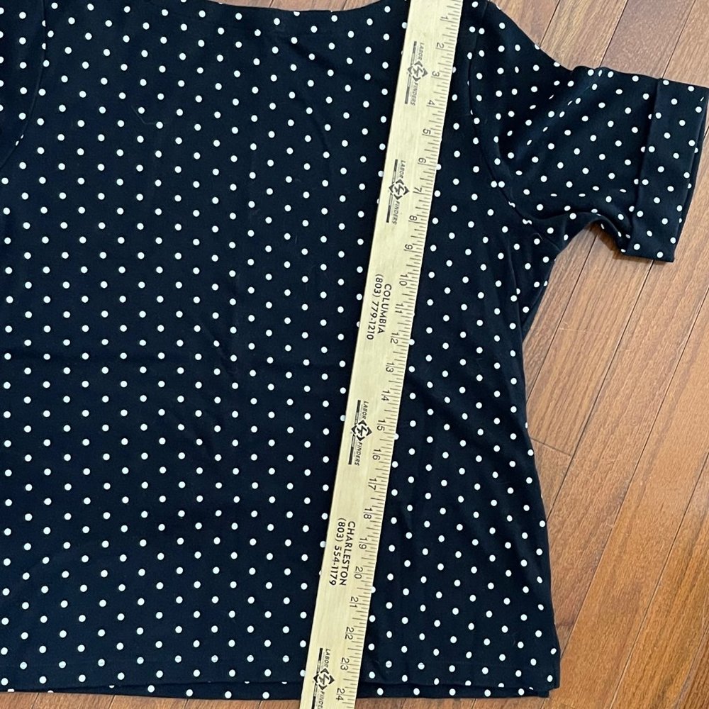 Karen Scott Black White Polka Dot Top Size Large - Picture 13 of 16